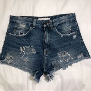 Zara Distressed Denim Shorts